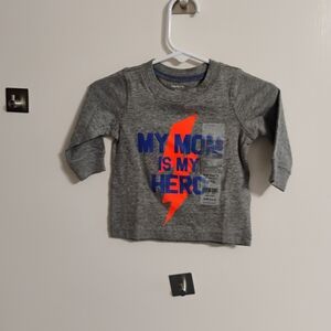 Carter's Gray Long-Sleeve Tee with Blue Text & Orange Lightning